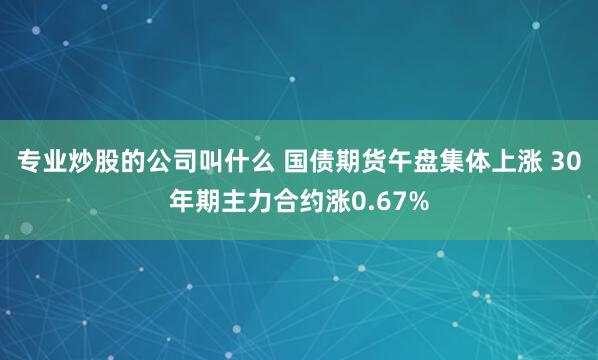 专业炒股的公司叫什么 国债期货午盘集体上涨 30年期主力合约涨0.67%